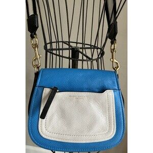 Marc Jacobs NY Empire City Blue/Wht/Blk Pebbled Leather Crossbody Messenger Bag